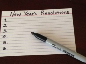 index card with list of resolutions